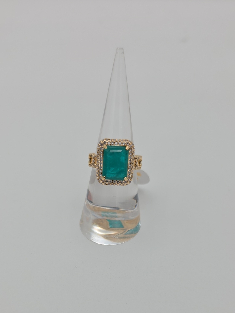 Lab Created Emerald Green Halo Ring